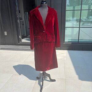 Elegant Vintage 1980’s Mollie Robert  Red Velvet Skirt Set RARE